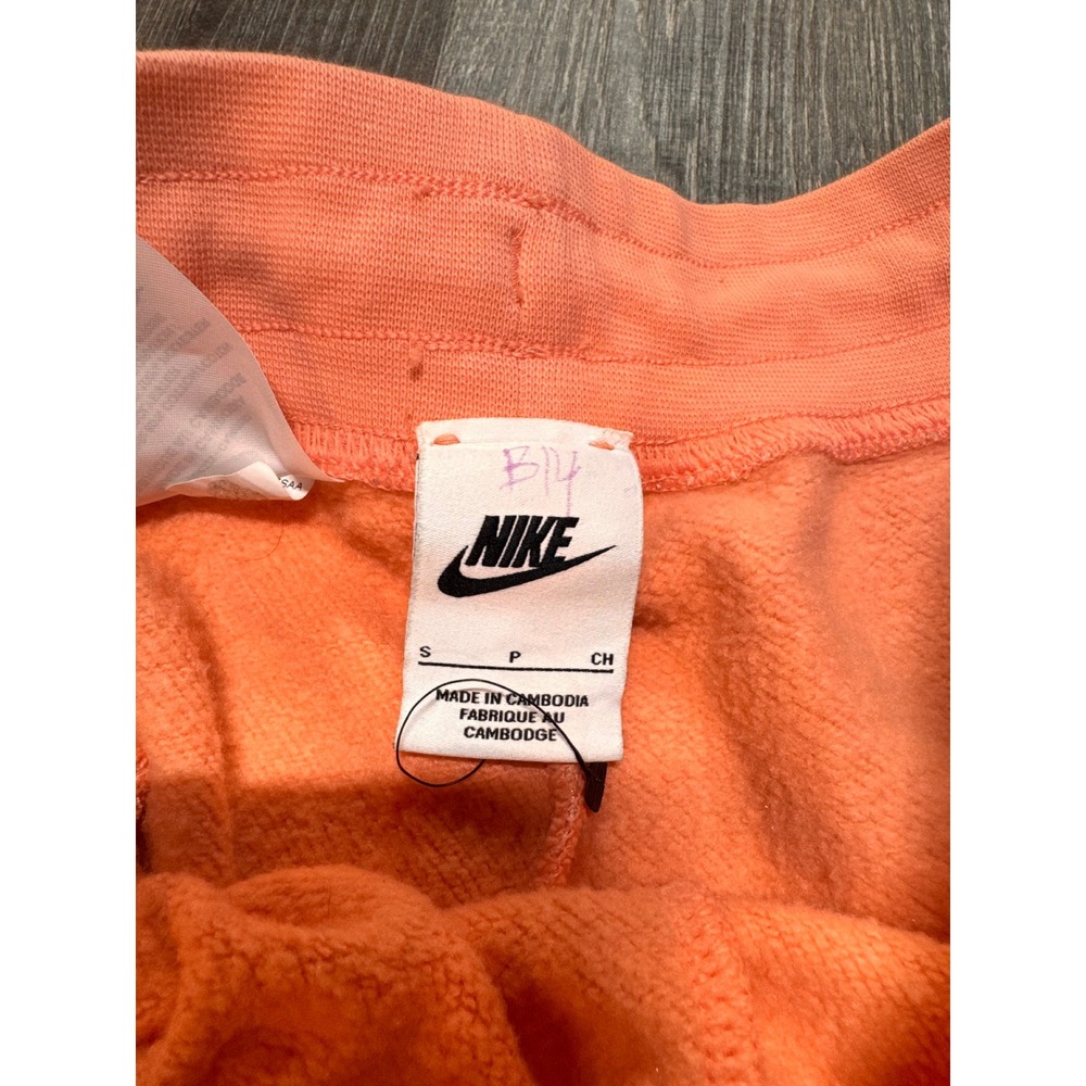 Nike Womens Mesh Overlay Joggers Peach Coral Orange‎ Fleece Sweatpants Small - Picture 2 of 4